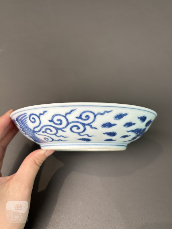 清道光 青花双凤纹盘 - 图4